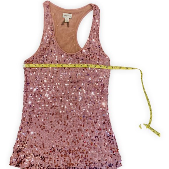 Women's Size XS Sleeveless Dusty Rose Sequined front and back / Tank Top - Picture 4 of 7